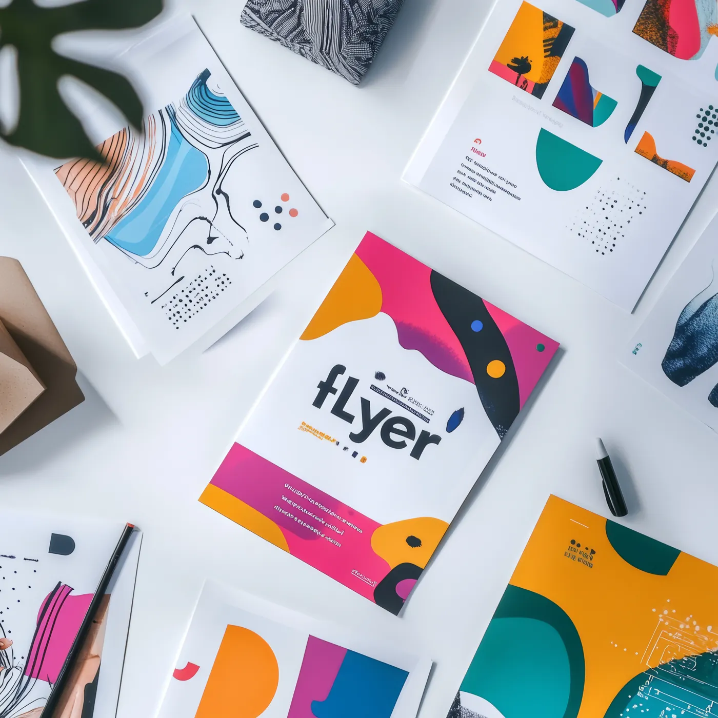 Flyers et supports print colorés, illustration de la création graphique par Agilicia, agence de communication à Castres